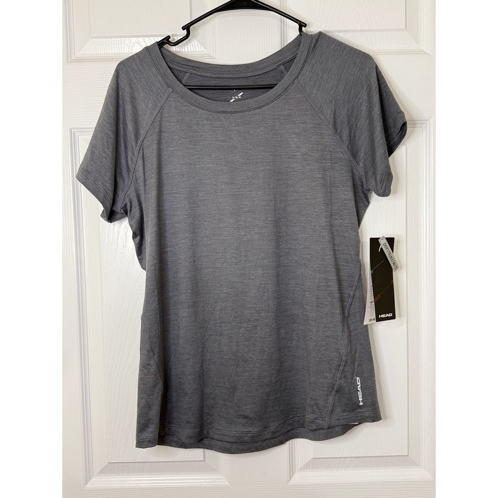 HEAD Activewear Performance T-Shirt Womens Medium Grey NEW Slim Fit Short Sleeve